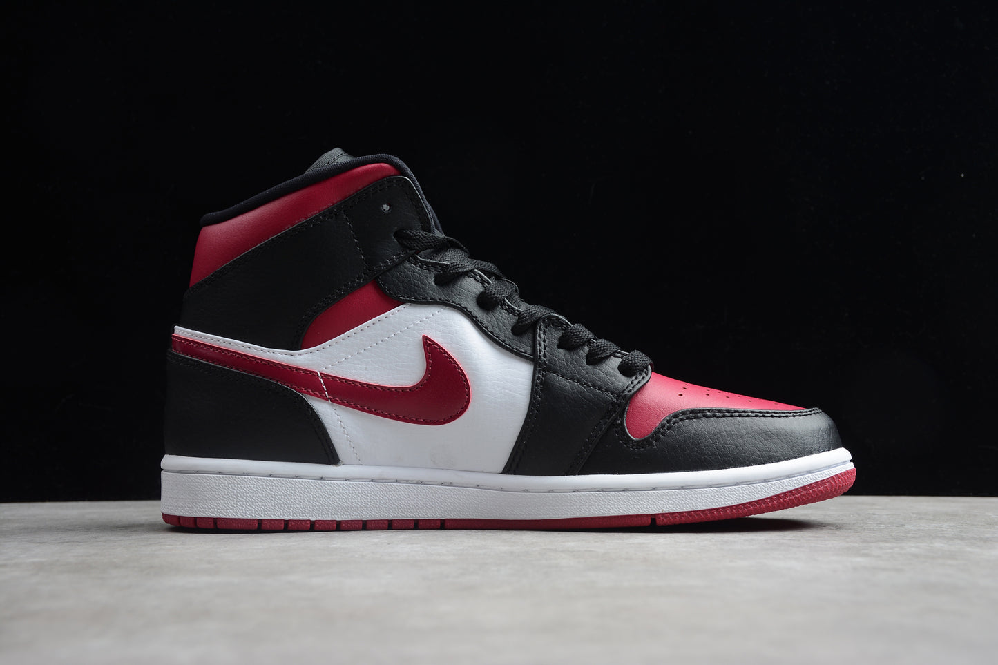 Nike Air Jordan 1 Mid "Bred Toe" (Black/Red/White) - Best Reps Website 2025