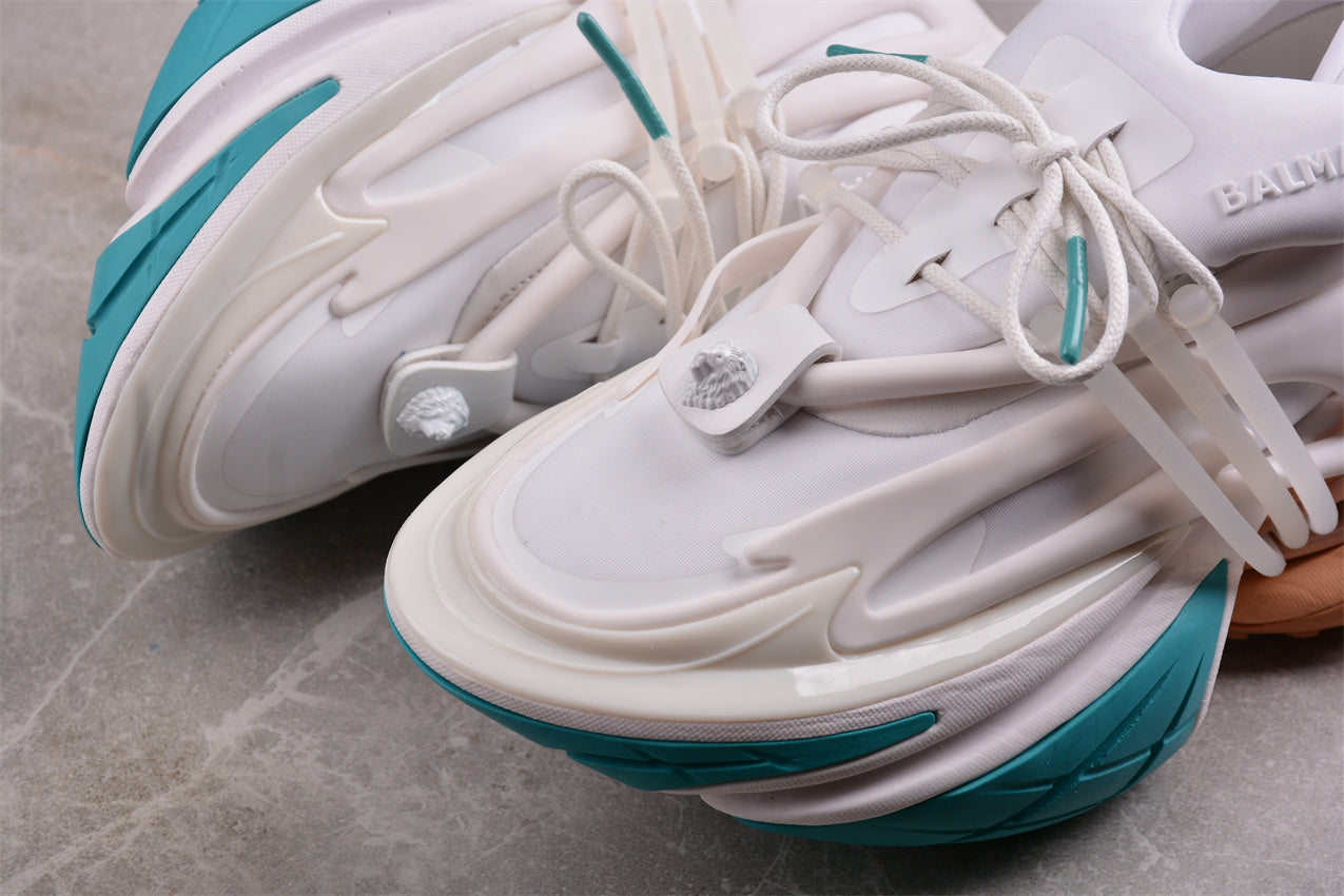 Balmain Unicorn Sneakers in Taupe/White/L. Green – Neoprene &amp; Leather - Best Reps Website 2025