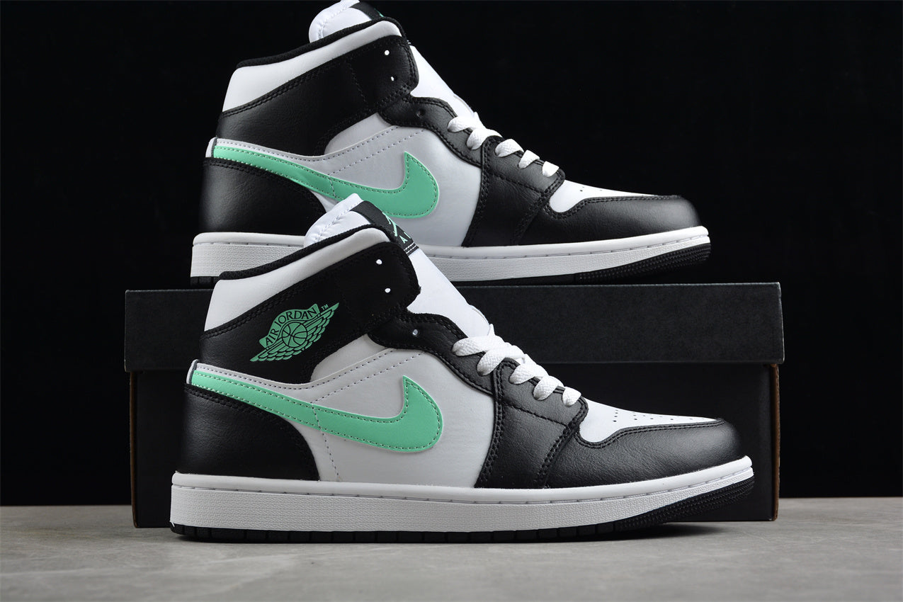 Nike Air Jordan 1 Mid "Green Glow White Black" - Best Reps Website 2025