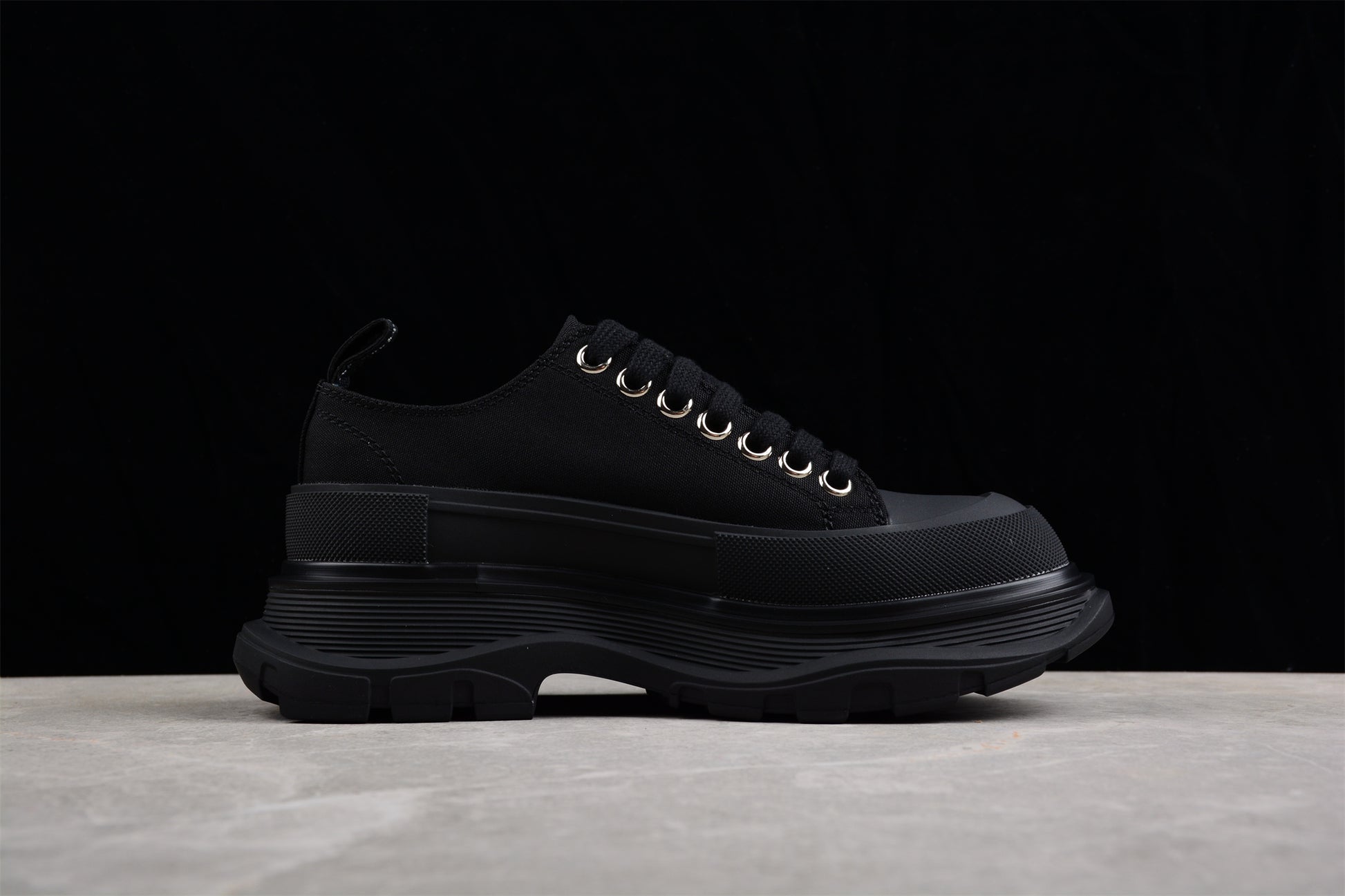 Alexander McQueen Tread Slick Low Lace-Up in Canvas Graffiti Black - Best Reps Website 2025