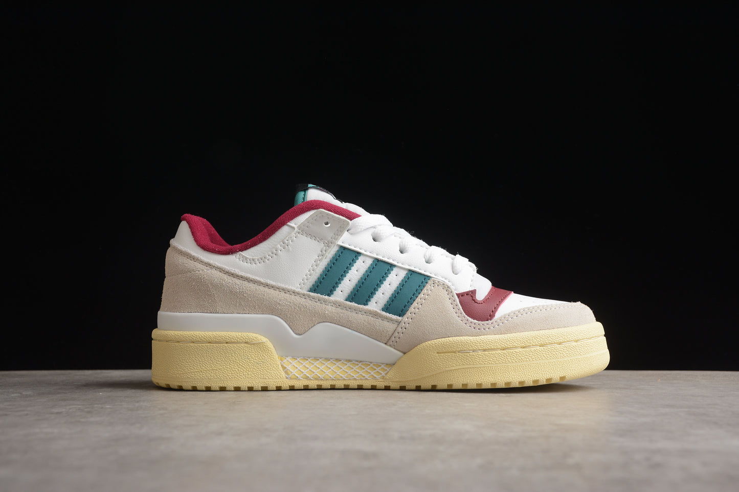 adidas Forum Low in White/Teal/Burgundy