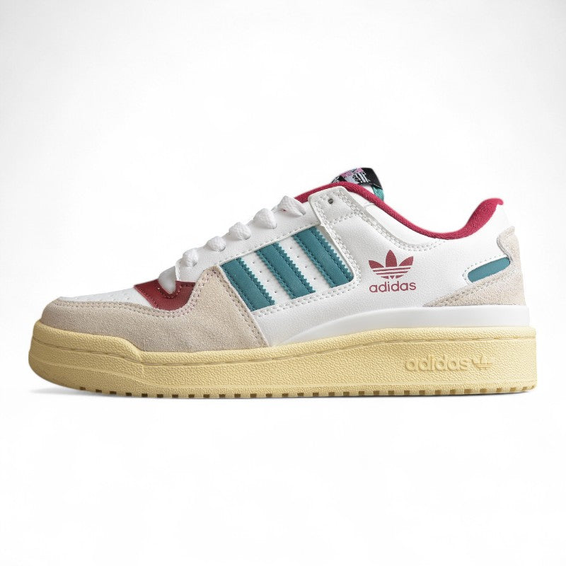 adidas Forum Low in White/Teal/Burgundy