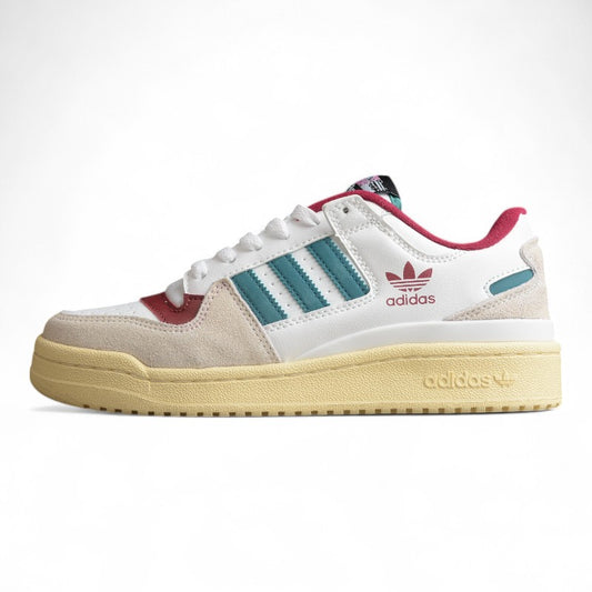 adidas Forum Low in White/Teal/Burgundy