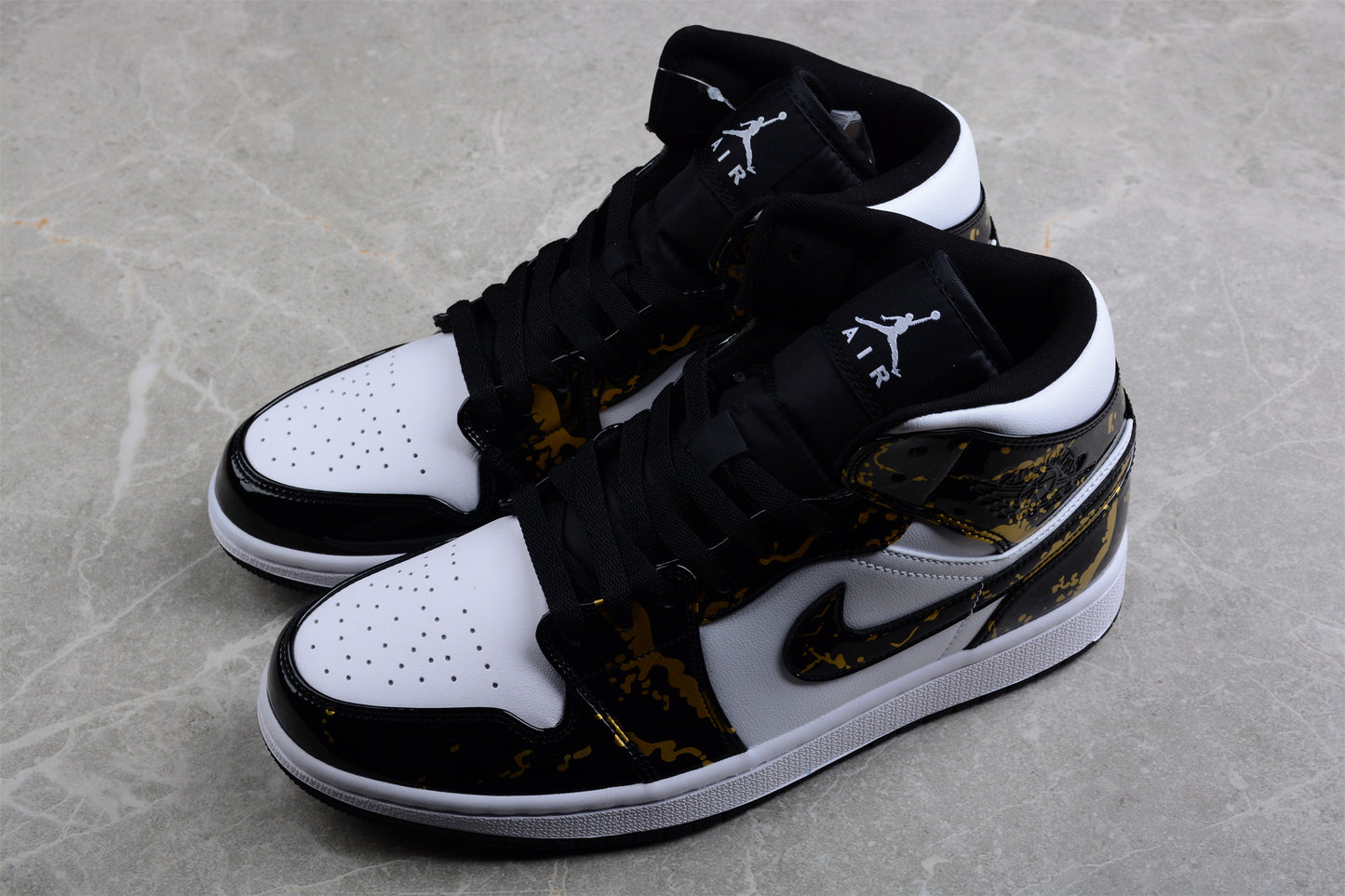 Air Jordan 1 Mid 'Patent Black White Gold' - Best Reps Website 2025