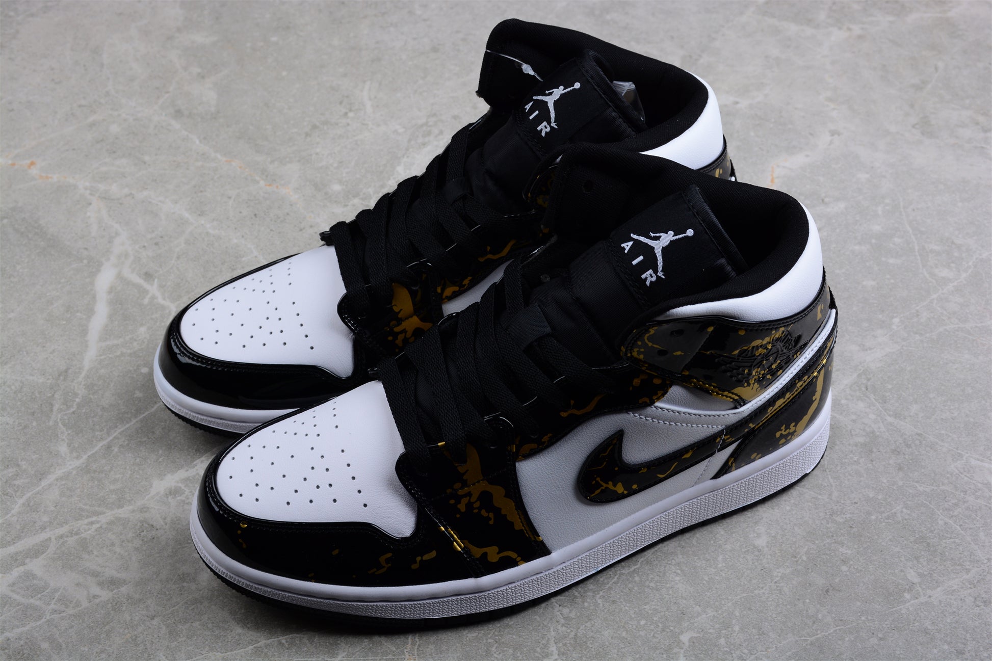 Air Jordan 1 Mid 'Patent Black White Gold' - Best Reps Website 2025