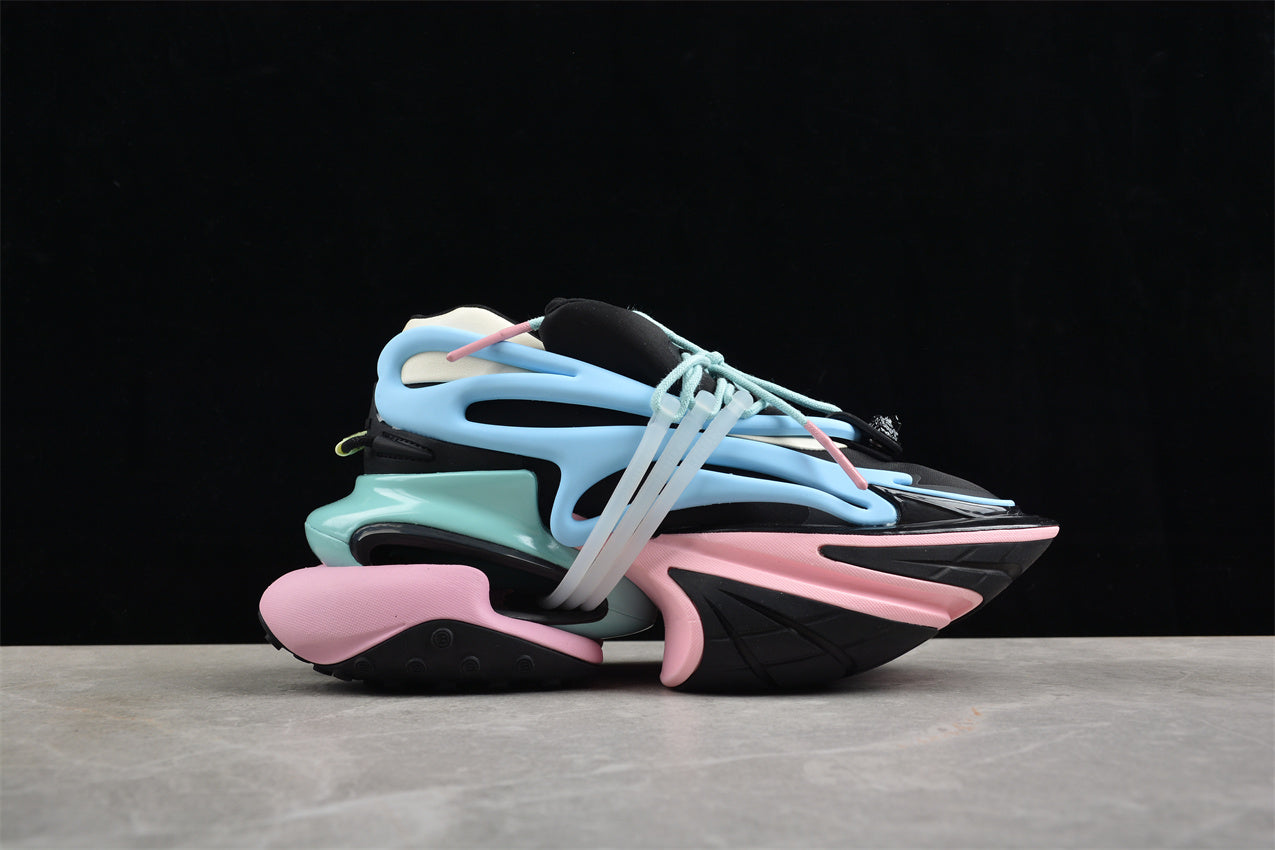 Balmain Unicorn Sneakers Black Sky Blue – Neoprene &amp; Leather