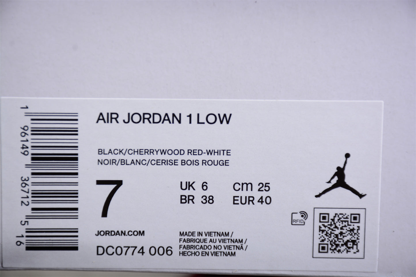 Nike Air Jordan 1 Low "Black & Cherrywood Red" (DC0774-006)