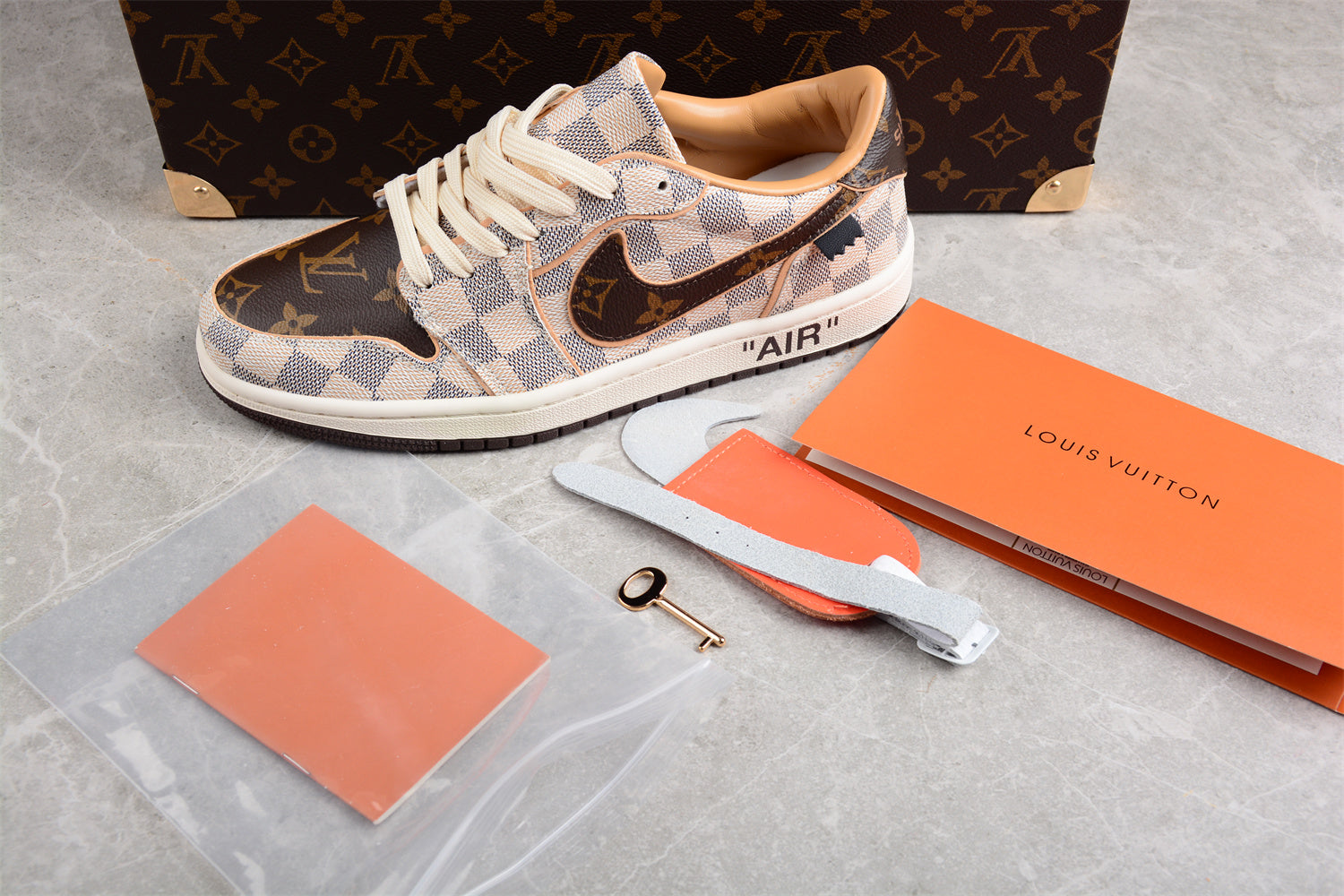 Air Jordan 1 Low OG Custom "Damier Azur/Brown/LV Monogram" - Best Reps Website 2025
