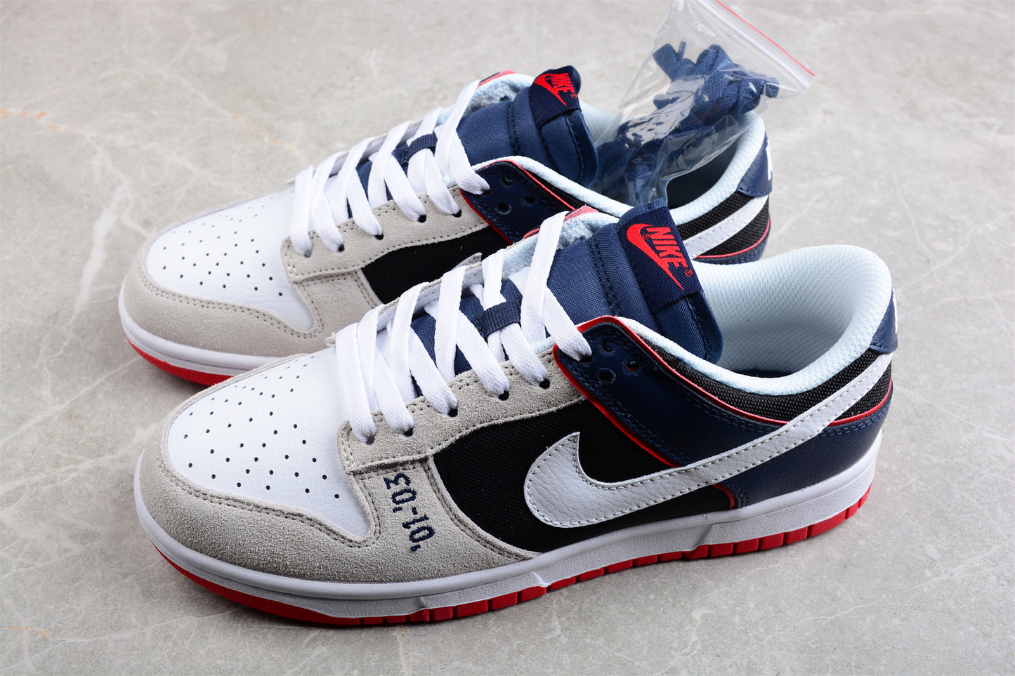 Nike SB Dunk Low "Sail Black Navy Red" - Best Reps Website 2025