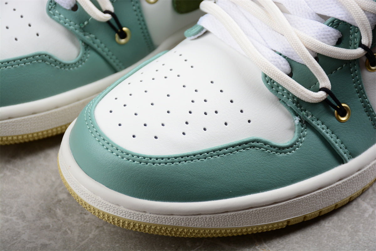 Air Jordan 1 Low Custom Sail White Oil Green