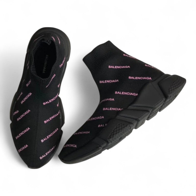 Balenciaga Speed Sneaker All Over Logo Black/Pink - Best Reps Website 2025
