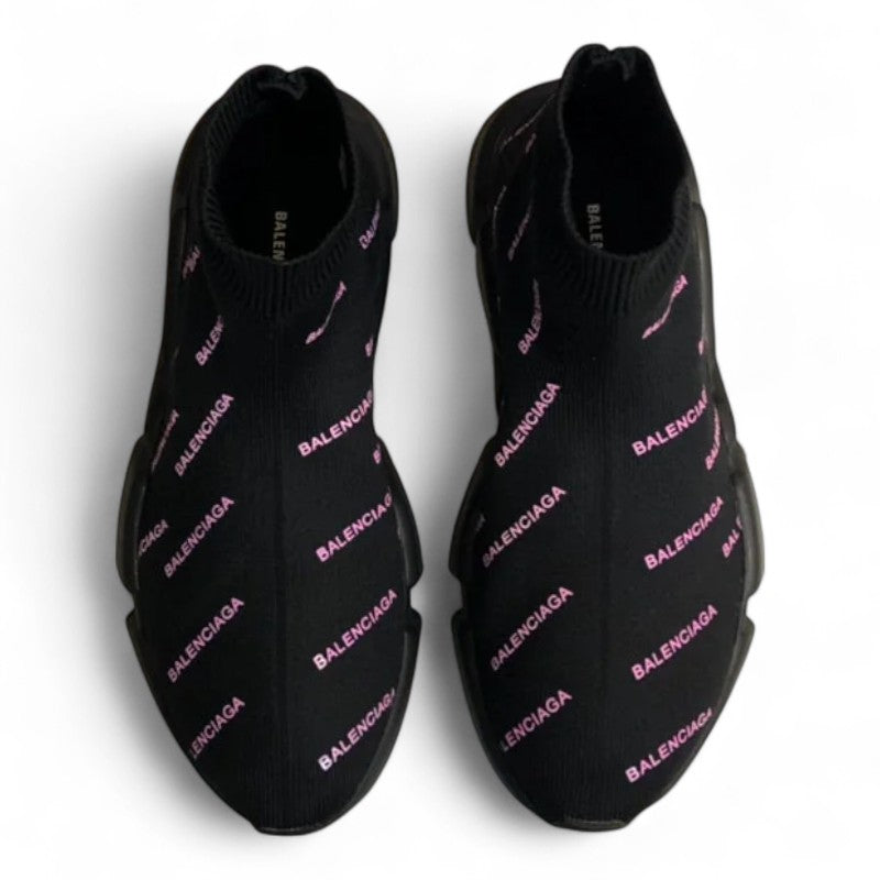 Balenciaga Speed Sneaker All Over Logo Black/Pink - Best Reps Website 2025