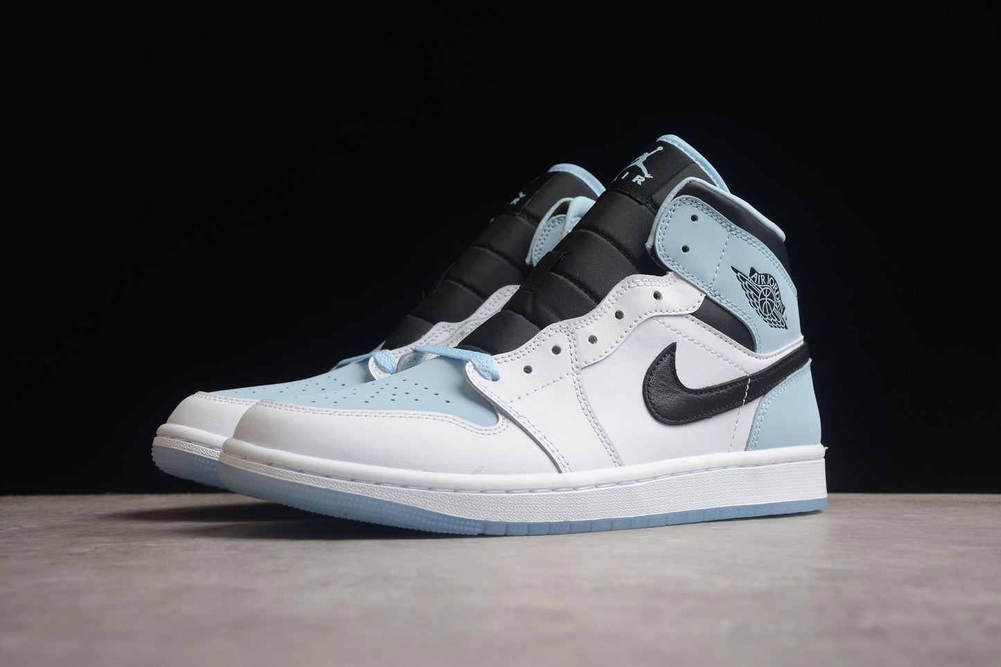Nike Air Jordan 1 Mid SE "White Ice Blue Black UNC" GS - Best Reps Website 2025
