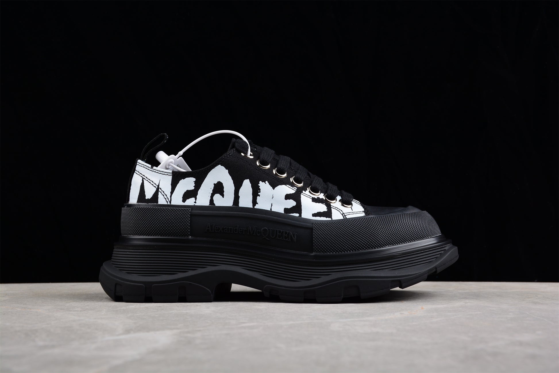 Alexander McQueen Tread Slick Low Lace-Up in Canvas Graffiti Black - Best Reps Website 2025