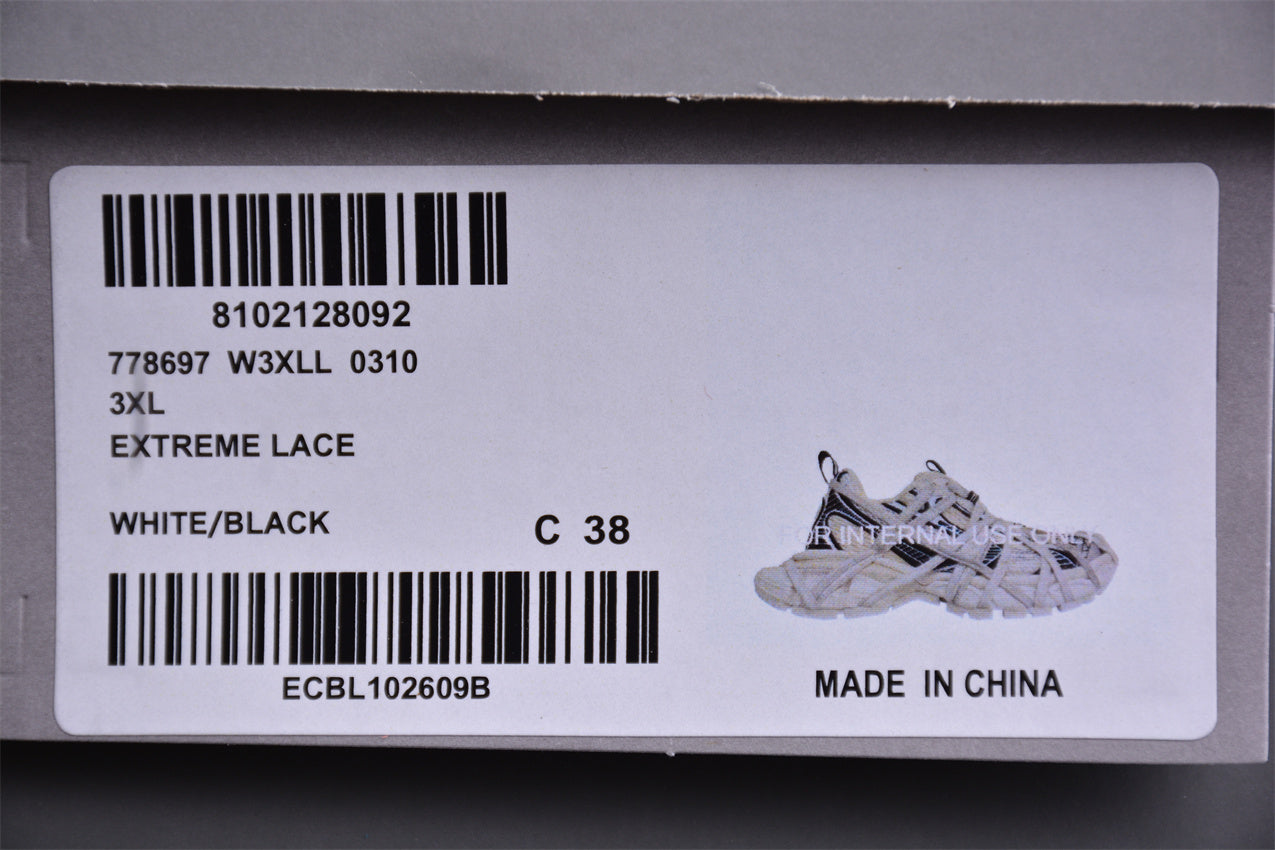 Balenciaga 3XL Extreme Lace Sneaker in White/Black - Best Reps Website 2025