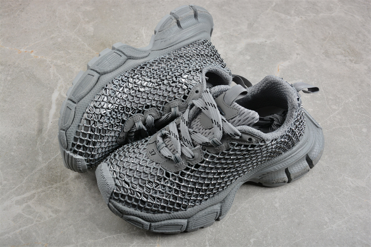 Balenciaga 3XL Fishnet Sneakers – Silver - Best Reps Website 2025