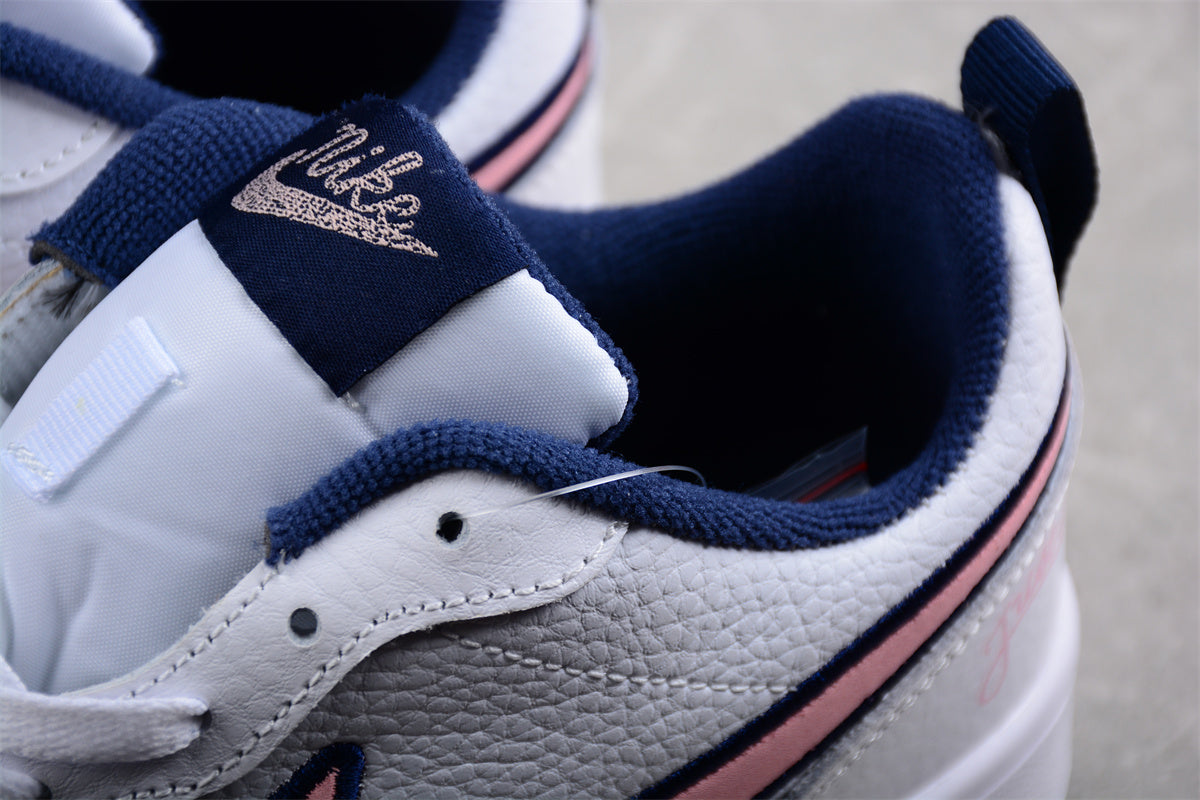 Nike Court Borough Low 2 White Pink Glaze Midnight Navy