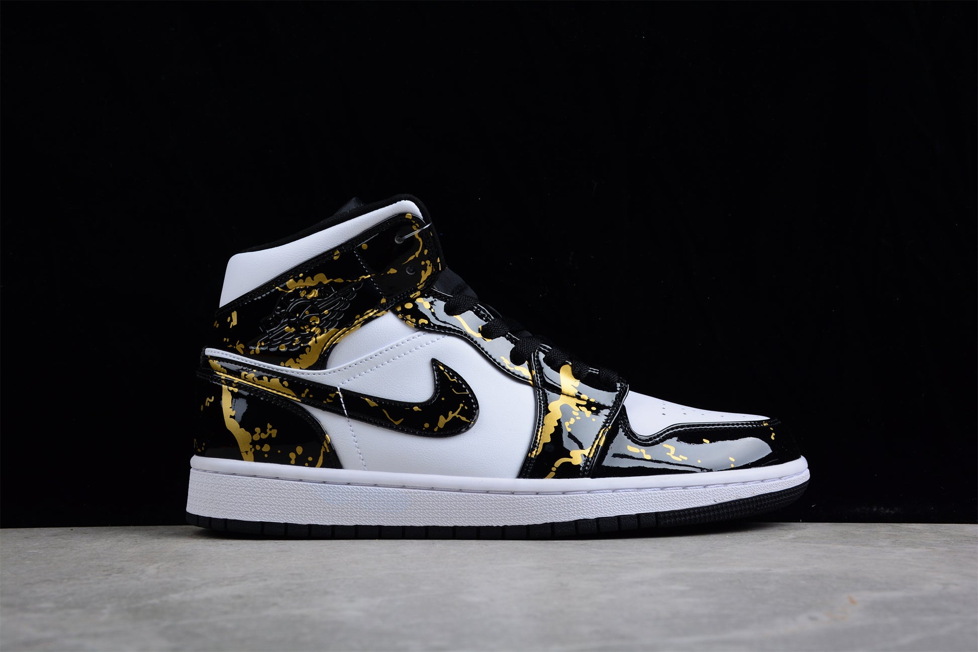 Air Jordan 1 Mid 'Patent Black White Gold' - Best Reps Website 2025