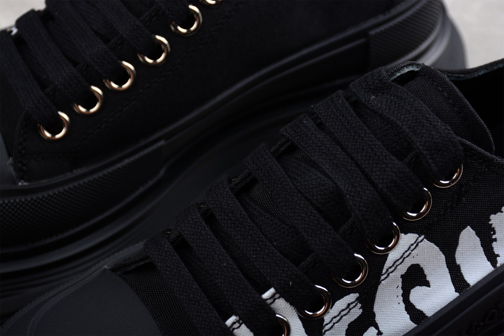Alexander McQueen Tread Slick Low Lace-Up in Canvas Graffiti Black - Best Reps Website 2025