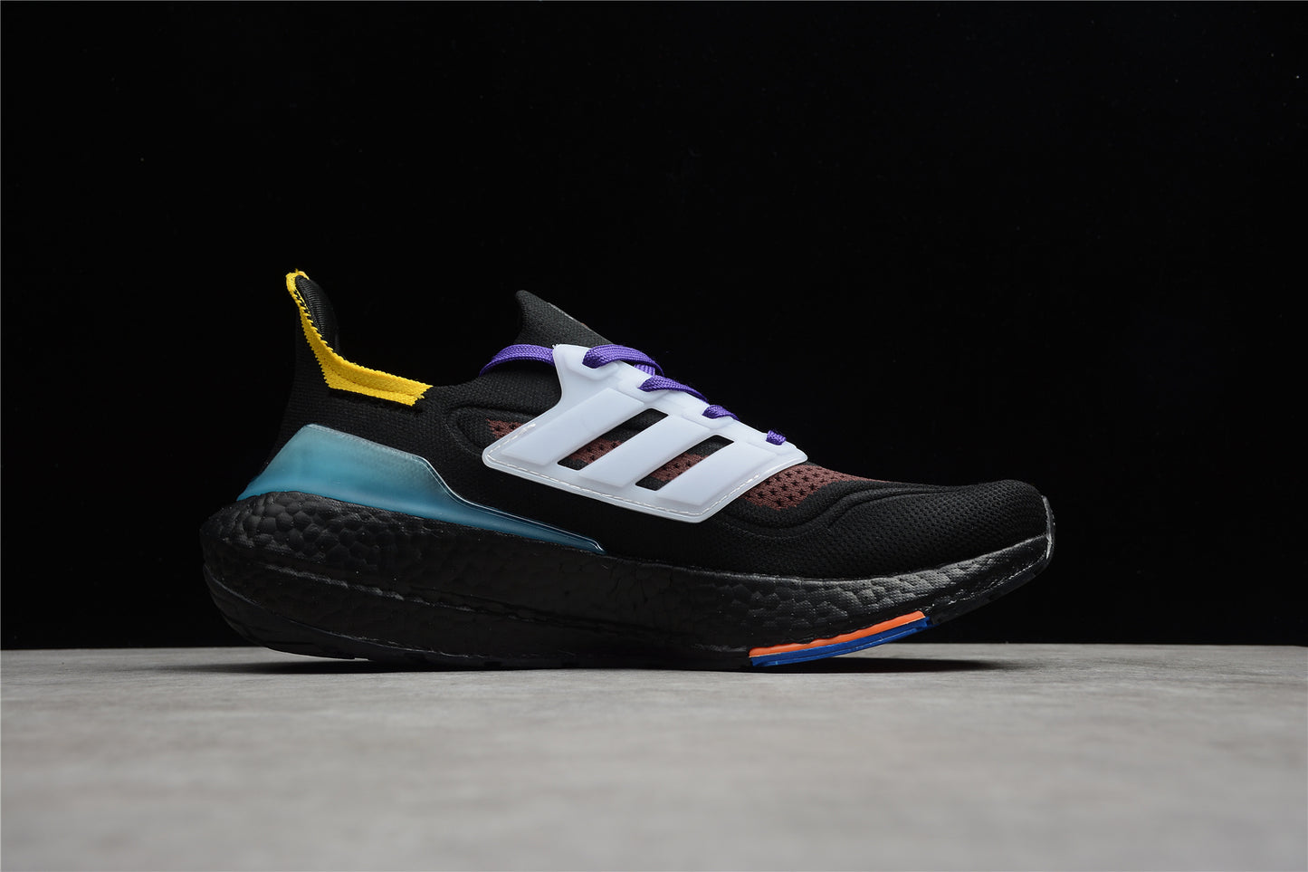  adidas Men’s UltraBoost 21 Black White Aqua.