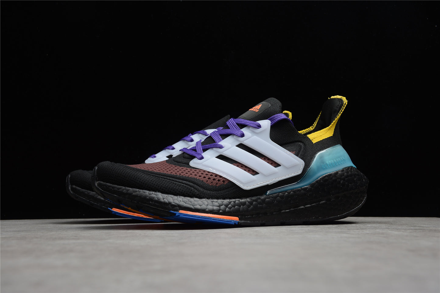  adidas Men’s UltraBoost 21 Black White Aqua.