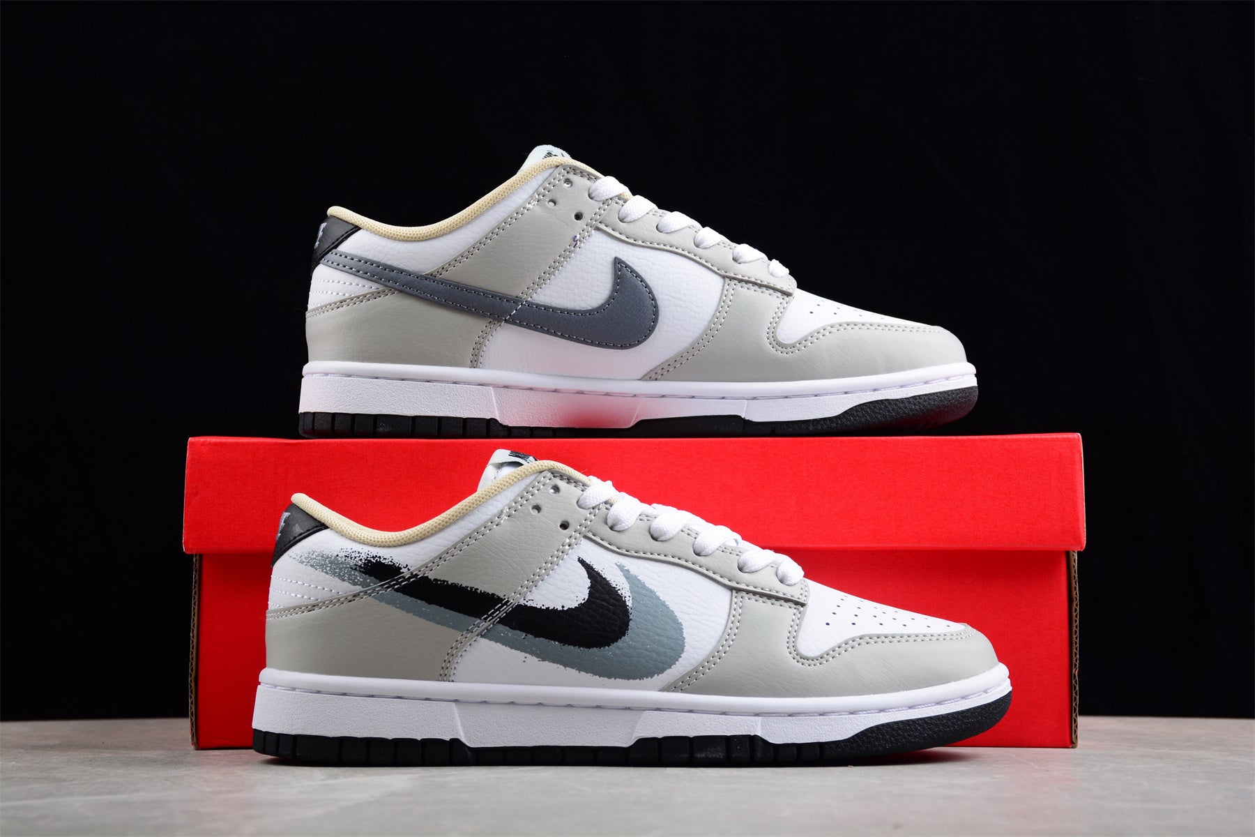 Nike Dunk Low "Spray Paint" Swoosh Gray