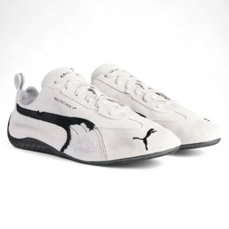 Balenciaga Speedcat Suede in White & Black