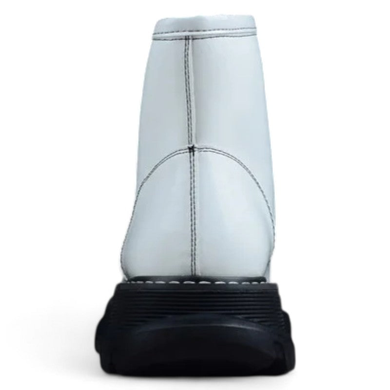  Alexander McQueen White High-Top Combat Boot – Black Sole 