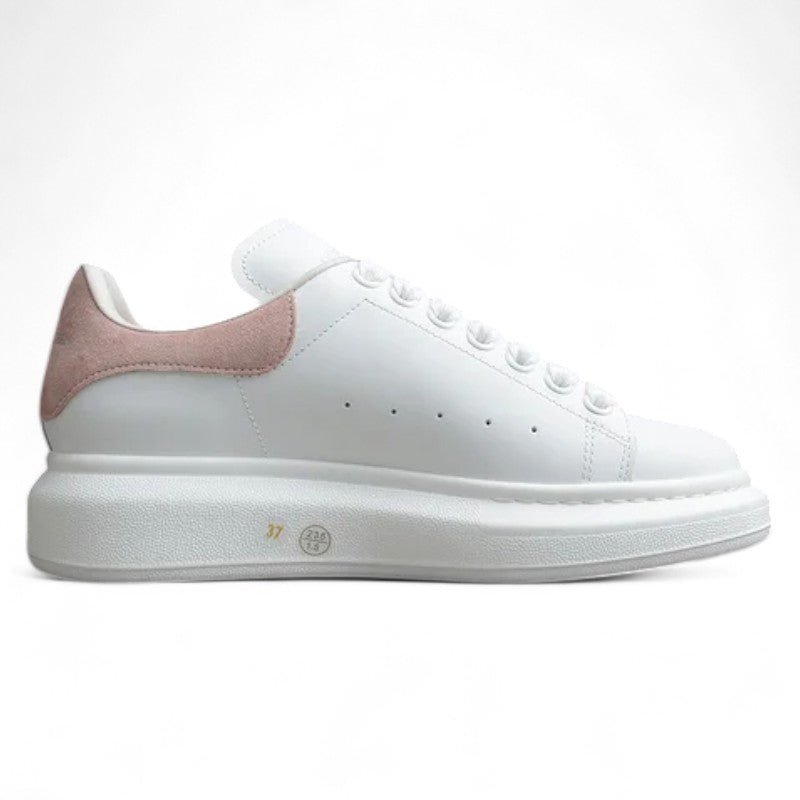 Alexander McQueen White Oversized Sneaker with Pink Suede Heel Tab