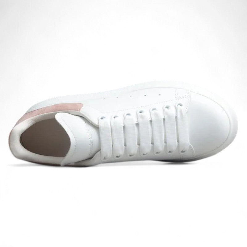 Alexander McQueen White Oversized Sneaker with Pink Suede Heel Tab