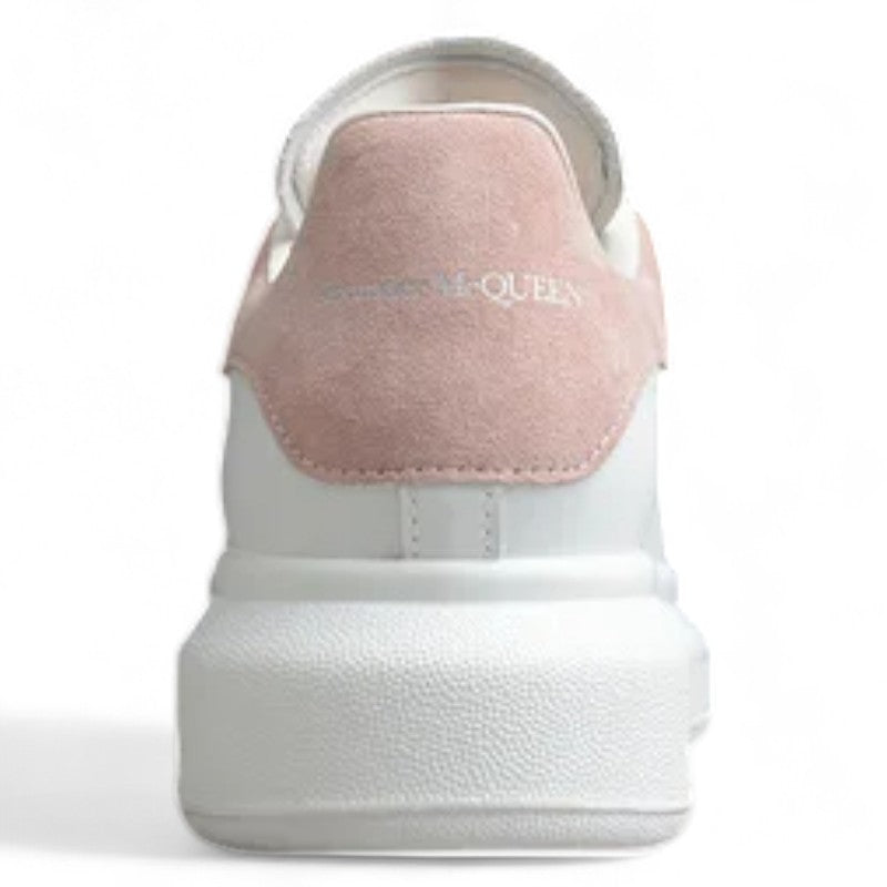 Alexander McQueen White Oversized Sneaker with Pink Suede Heel Tab