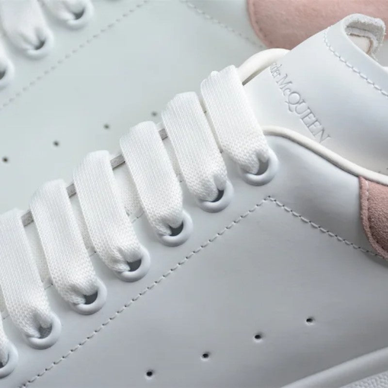 Alexander McQueen White Oversized Sneaker with Pink Suede Heel Tab
