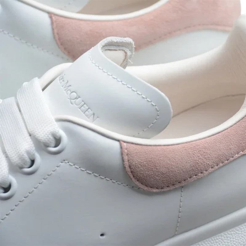 Alexander McQueen White Oversized Sneaker with Pink Suede Heel Tab
