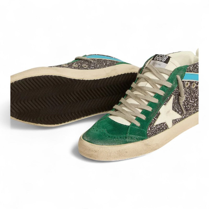 Mid Star in anthracite glitter with leather star and light blue flash - Best Reps Website 2025