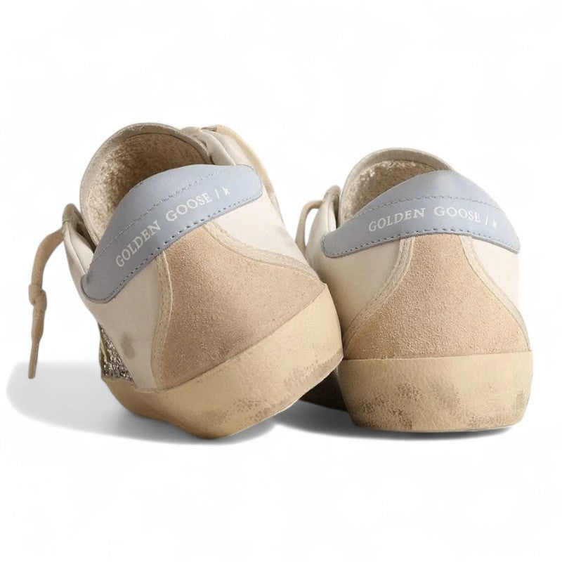 Bio-based Super-Star sneakers with silver glitter and a yellow leather star - Best Reps Website 2025