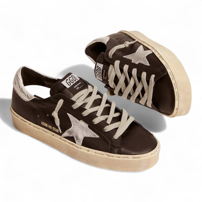 Hi Star sneakers in black leather with a silver laminated star