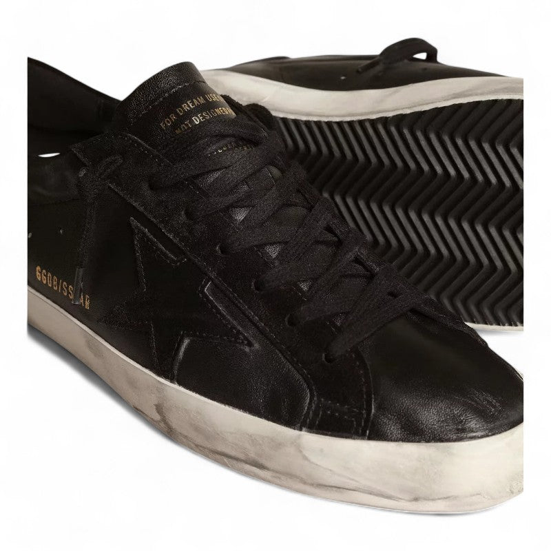 Super-Star in black nappa with black suede star and heel tab - Best Reps Website 2025