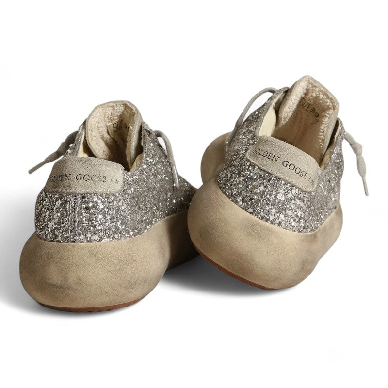 Space-Star shoes in silver glitter with ice-gray suede star and heel tab - Best Reps Website 2025