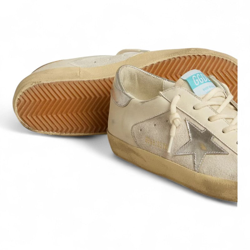 Super-Star sneakers in white leather and suede with silver and gold leather stars - Best Reps Website 2025