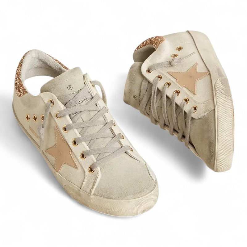 Super-Star LTD sneakers in canvas with a sand-colored star and glitter heel tab - Best Reps Website 2025