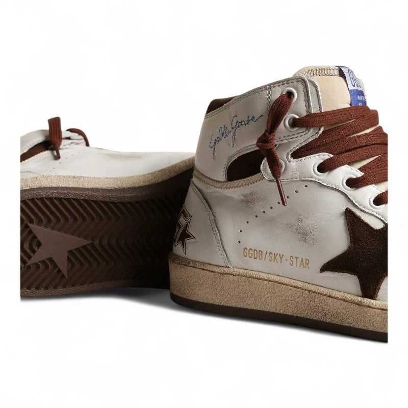 Sky-Star sneakers in white nappa leather with a chocolate suede star - Best Reps Website 2025