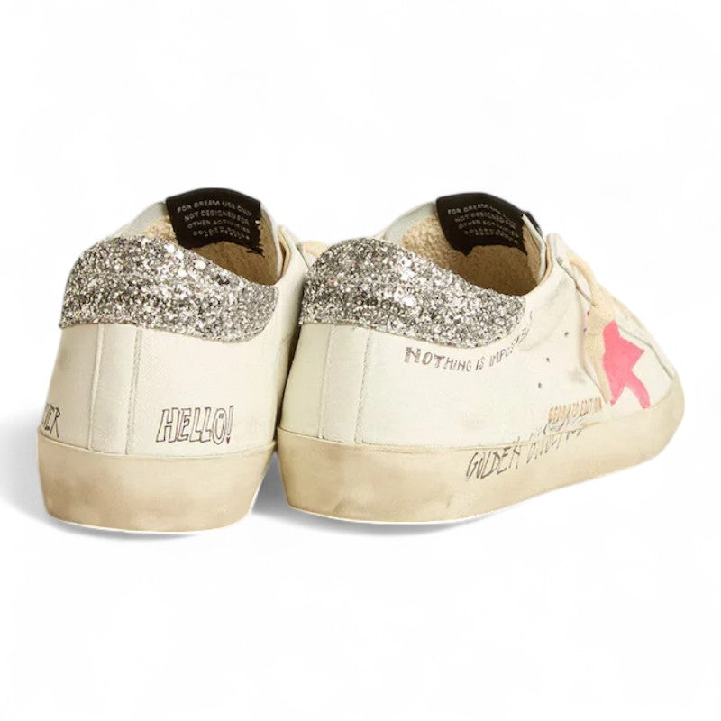 Super-Star LTD sneakers with a fluorescent lobster suede star and glitter heel tab - Best Reps Website 2025
