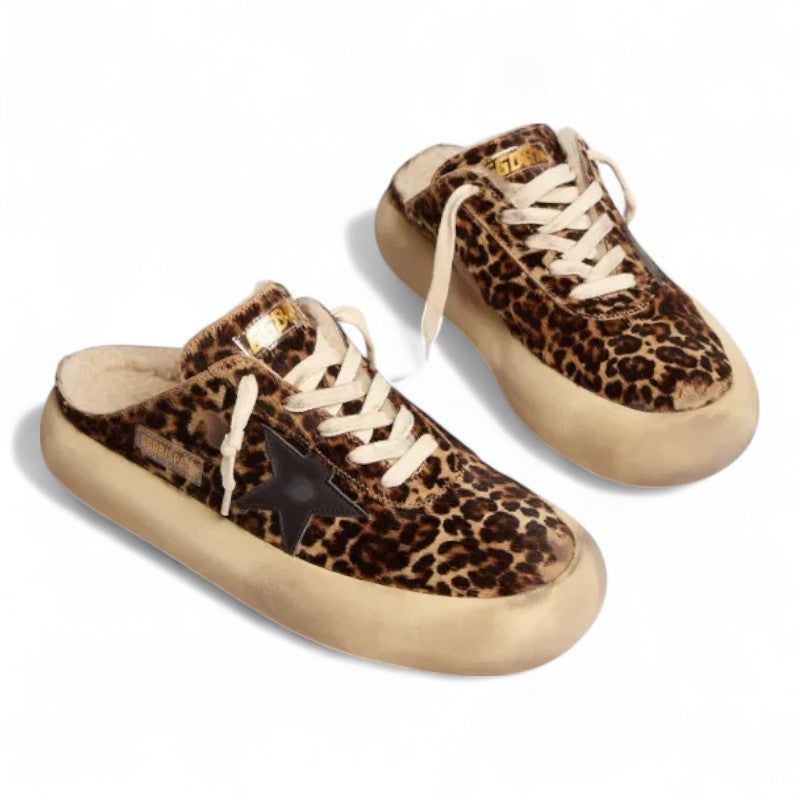 Space-Star Sabot shoes in animal-print pony skin with shearling lining
